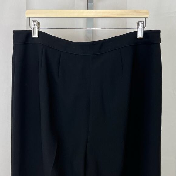 ST. JOHN CAVIAR Size 14 Diana Wide Leg Ankle Pants Flat Front USA Black - Picture 6 of 8